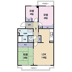 UR都市機構コーポレート南与野 3LDKの間取図画像