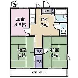 フローラハイツA 3DKの間取図画像