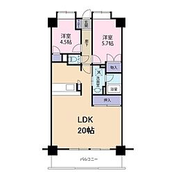 スカイコート・1 2LDKの間取図画像