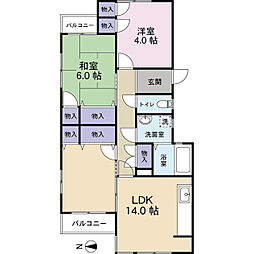 グリーンコート浦和 2LDKの間取図画像
