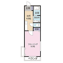ヴァンベールY 1Kの間取図画像