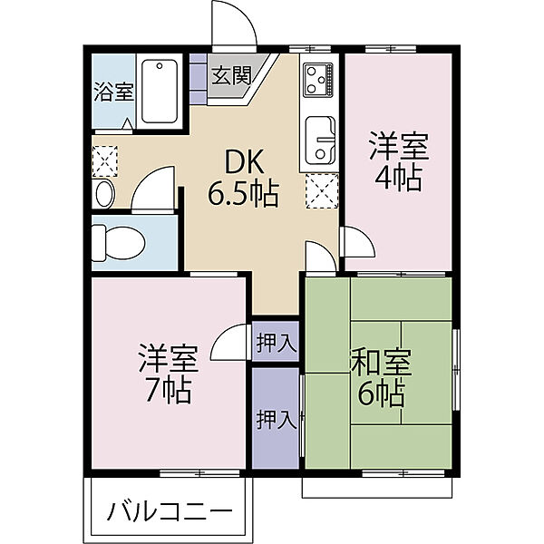 エクセルII 0202｜埼玉県さいたま市桜区大久保領家(賃貸アパート3DK・2階・45.50㎡)の写真 その2