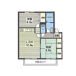 ハイカムールベルテ1 2LDKの間取図画像