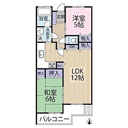 オークヒルズ天沼 2LDKの間取図画像