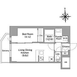 コンフォリア・リヴ北浜高麗橋 6階1LDKの間取り