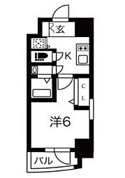 エスリードレジデンス大阪福島フロント 1Kの間取図画像
