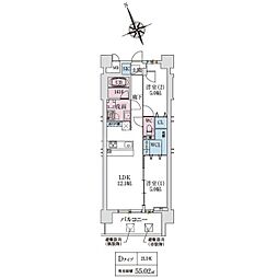 スプランディッド大阪NAMBA LINE 2LDKの間取図画像