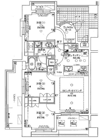 ■3LDK 67.18m2 南西向き 専用ポーチあり