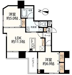 サングレイス横浜駅東 2LDKの間取図画像