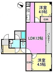 丘の上ハウス 2LDKの間取図画像