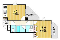 A&A馬込 1DKの間取図画像