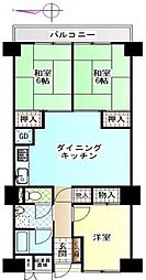 白鷺スカイハイツ 3DKの間取図画像