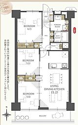 シャルム堺C棟 3LDKの間取図画像