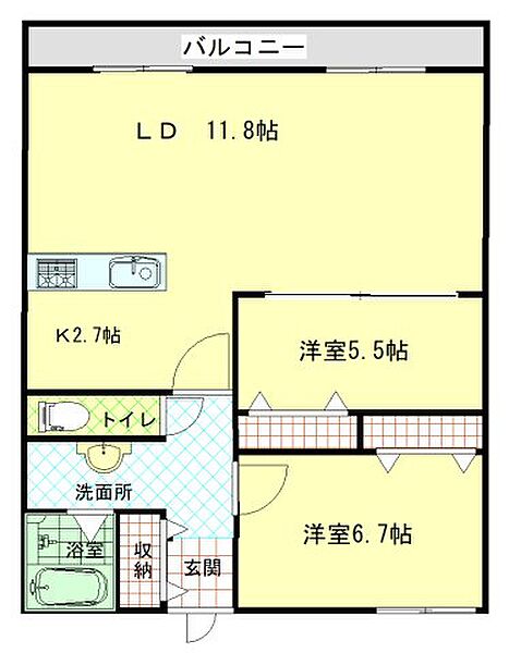 iマンション 102｜鳥取県米子市東福原7丁目(賃貸マンション2LDK・1階・62.37㎡)の写真 その2