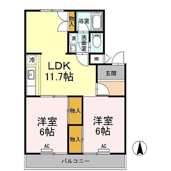 フジパレス新開 105｜鳥取県米子市新開3丁目(賃貸マンション2LDK・1階・61.98㎡)の写真 その2