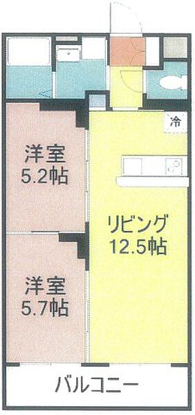 シティメディアVIII 203｜鳥取県米子市東福原5丁目(賃貸マンション2LDK・2階・48.01㎡)の写真 その2