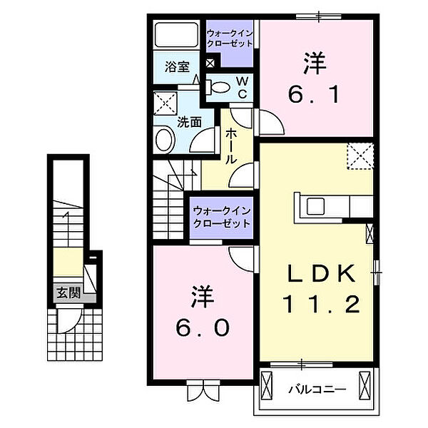 メゾンドグレイスII 206｜鳥取県米子市富益町(賃貸アパート2LDK・2階・57.64㎡)の写真 その2
