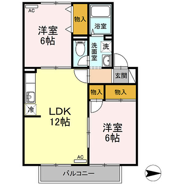 プリムローズII 205｜鳥取県米子市皆生5丁目(賃貸アパート2LDK・2階・53.72㎡)の写真 その2