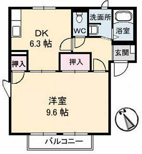 フレグランス　B棟 205｜鳥取県米子市両三柳(賃貸アパート1DK・2階・43.80㎡)の写真 その2