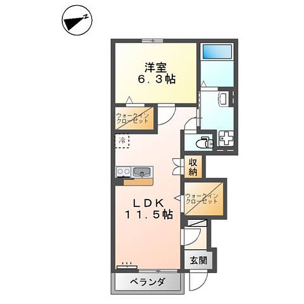 （仮）フレアマンションIII 106｜鳥取県米子市西福原8丁目(賃貸アパート1LDK・1階・46.00㎡)の写真 その2