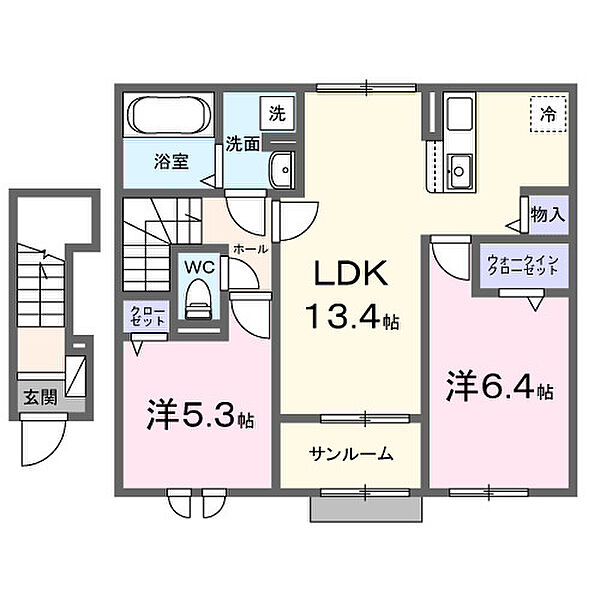ロードカナロア 202｜鳥取県境港市外江町(賃貸アパート2LDK・2階・62.62㎡)の写真 その2