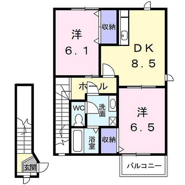 ウェールアウローラII 202｜島根県安来市飯島町(賃貸アパート2DK・2階・54.32㎡)の写真 その2
