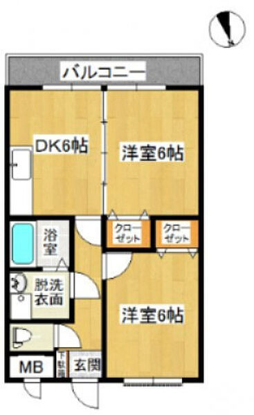 スカイマンションE 101｜鳥取県米子市西福原9丁目(賃貸マンション2DK・1階・51.60㎡)の写真 その2