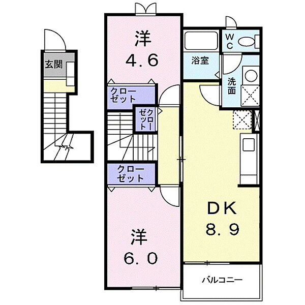 サニーリバーＢ 202｜鳥取県米子市美吉(賃貸アパート2DK・2階・51.67㎡)の写真 その2