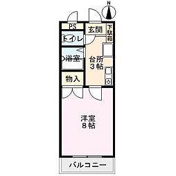 ハウスプルミエ 1Kの間取図画像