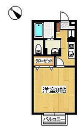 スリーポインツ5 1Kの間取図画像