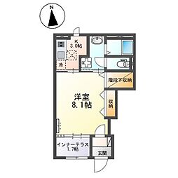 ノンターン 1Kの間取図画像