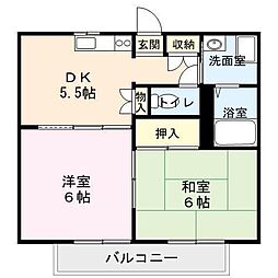 キャラボク2 2DKの間取図画像