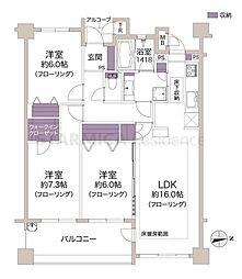 ルネサンスシティ本牧 3LDKの間取図画像