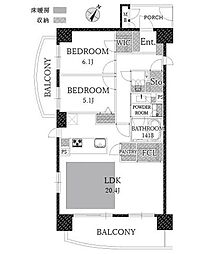 三田シティハウス 2LDKの間取図画像