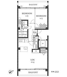 ドミール高輪 2LDKの間取図画像