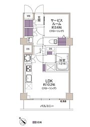 シャンボール第2築地 1LDKの間取図画像