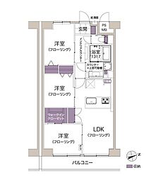 東大島ハイライズ 3LDKの間取図画像