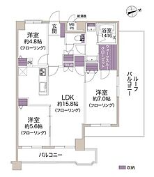 ライオンズガーデン鹿島田 3LDKの間取図画像