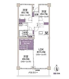 サンシティF棟 3LDKの間取図画像
