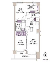パーク・ノヴァ猿江恩賜公園 2SLDKの間取図画像
