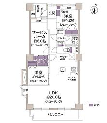 リリオ弐番館 2SLDKの間取図画像