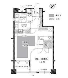 グランシティ三田三ノ橋 1LDKの間取図画像