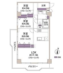 洋伸小豆沢公園マンション 3LDKの間取図画像