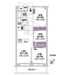 門前仲町スカイハイツ 3LDKの間取図画像