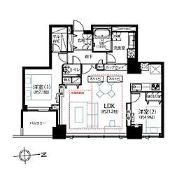 シティタワーズ豊洲ザ・シンボル 2LDKの間取図画像