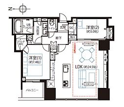 シティタワーズ豊洲ザ・ツインN棟 2LDKの間取図画像