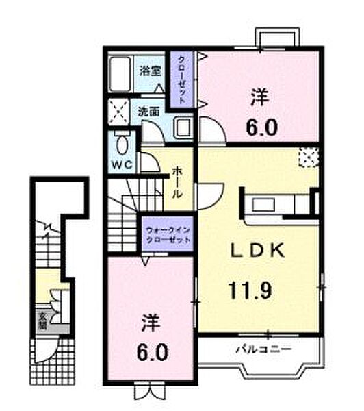 香川県高松市香川町大野(賃貸アパート2LDK・2階・58.80㎡)の写真 その4