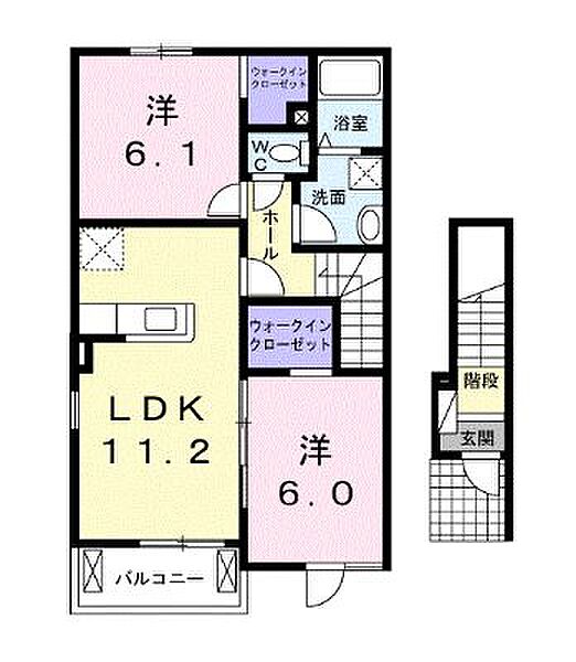 香川県善通寺市金蔵寺町(賃貸アパート2LDK・2階・57.64㎡)の写真 その3