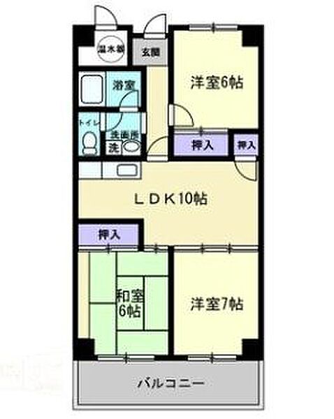 香川県高松市茜町(賃貸マンション3LDK・4階・70.02㎡)の写真 その4