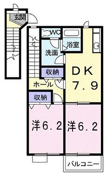 香川県高松市仏生山町(賃貸アパート2DK・2階・54.66㎡)の写真 その4